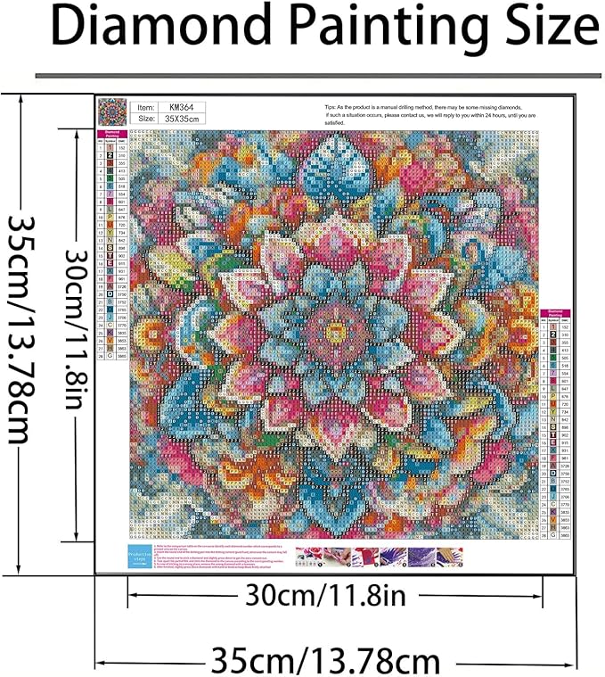 GXGLLPZBY Diamond Art Kits for Beginners,Mandala Diamond Painting Kits for Adult, 5D DIY Flower Full Drill Paint by Diamonds Dot Gem Art Painting Kits,for Home Wall Decor 13.8X13.8inch