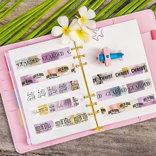 Janlaugh 24 Rolls Christian Washi Tape Gifts Bulk Religious Inspirational Scripture Supplies Bible Verse Tape for Bible Study Journaling Crafting Christmas Stocking Stuffers Gift(Purple)