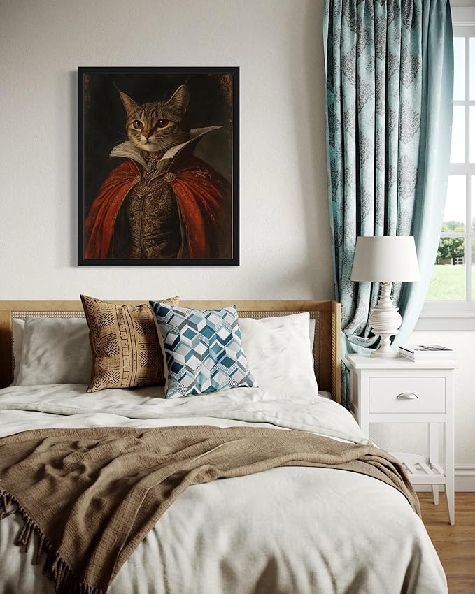 Vampire Cat Art Poster Print, Cat Kitten Painting Humor Portrait Pet Artwork Decor Gallery A8 (Vampire, 16 x 20 inches, Unframed)