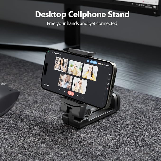 MiiKARE Travel Essentials Airplane Phone Holder, Universal Handsfree Phone Mount for Flying with 360 Degree Rotation, Travel Must Haves Phone Stand for Desk, Tray Table, Black&Black&Pink&Purple