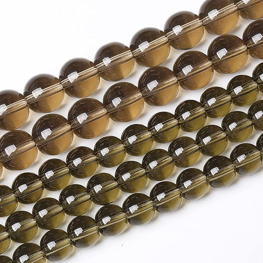 90PCS 8mm Smoky Crystal Quartz Glass Beads Natural Stone Round Loose Beads for Jewelry Making DIY Bracelet Necklace 2 Strand 32"