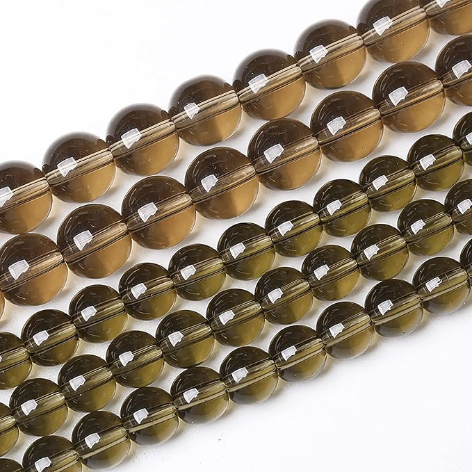 45PCS 8mm Smoky Crystal Quartz Glass Beads Natural Stone Round Loose Beads for Jewelry Making DIY Bracelet Necklace 15 Inch,Energy Stone Healing Power (8mm, Smoky Quartz Glass)
