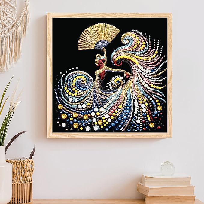 Tontut Diamond Art Painting Kit, Fan Lady 5D DIY Special Shape Mosaic Crafts for Beginners and Adults, can be Gifted to Family and Friends, Great for Decorating Home and Office Walls
