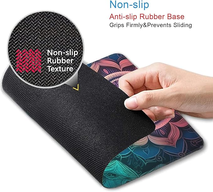 Mouse Pad, Vintage Art Mandala Flower Mouse Pads for Desk,Soft Computer Mouse Mat Square Waterproof Non-Slip Rubber Base Gaming MousePads for Women Men,Laptop,Office