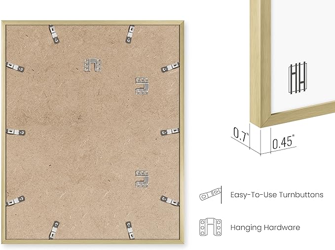 HAUS AND HUES 16x20 Gold Picture Frame - Modern Aluminum Wall Art Display - Lightweight 16x20 Frame for Posters, Prints, Photos - Ready-to-Hang Vertically & Horizontally