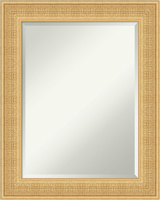Amanti Art Gold Wall Mirror 30x24 Trellis Gold Rectangle Bathroom Mirror for Wall Decor Living Room, Medium Traditional Wood Frame, Hangs Horizonally and Vertically, Bathroom Decor, Beveled Edge