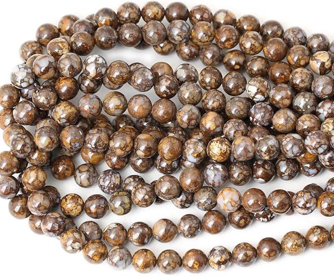 35PCS 10mm Natural Fire Lace Opal Round Loose Beads for Jewelry Making DIY Bracelet Necklace Materials 1 Strand 15"