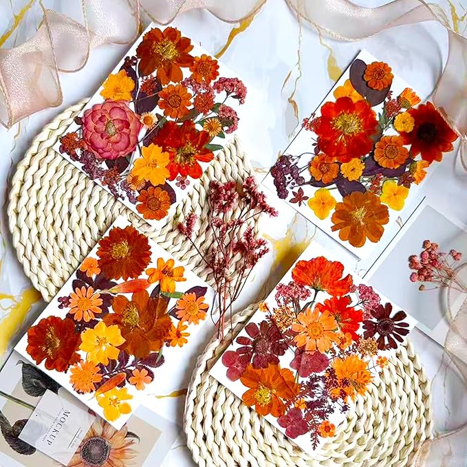 92 Pcs Fall Dried Pressed Flowers for Resin Molds, Real Natural Bulk Dry Wildflowers Leaves Perfect for Epoxy, DIY Crafts, Nails, Soap Candles Jewelry Making, and Home Decor