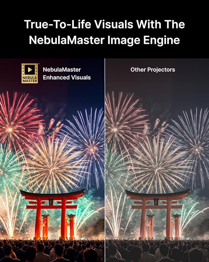 NEBULA Cosmos 4K SE Smart Projector, Nebulamaster, High-Brightness with Dolby Vision, 200" Screen, 1800 ANSI Lumens, HybridBeam, Enhanced Image Quality, GTV, Portable, for Gaming, Home, and Office Use