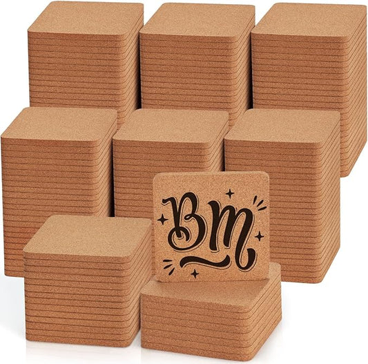 160 Pieces Cork Coasters for Drinks, GOH DODD Thicken Absorbent Blank Coasters for DIY Crafts Laser Engraving Sublimation Wood Burning Plants Painting Housewarming Gifts Wedding, Round, 4 Inch, Square