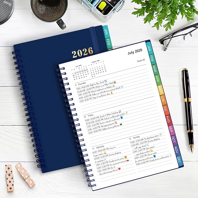 2026 Planner – 2026 Planner Weekly and Monthly: Jan. 2026 - Dec. 2026, 5.5" x 8.2", 2026 Calendar Planner with Monthly Tabs, Flexible Cover, Thick Paper, Inner Pocket for School Office Supplies(BLue)