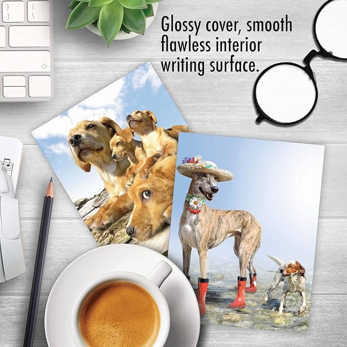 The Best Card Company - 10 Blank Dog Greeting Cards for All Occasions (4 x 5.12 Inch) - Puppy Love M6546OCB