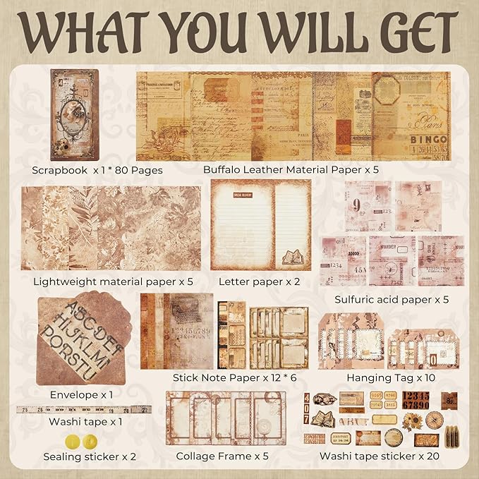 Funto Scrapbooking Kit, The Love Poems Series- Tales of Begonias, Perfect for Bullet Scrapbooking Materials, Planner DIY Craft Collage