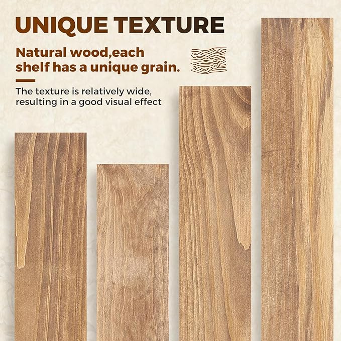 Floating Wall Shelves 24x6.8x1.7 Inch – Solid Wood Rustic Shelves in Dark Oak Finish – Wall Mounted Display Shelf for Bathroom, Kitchen, Bedroom – Set of 3