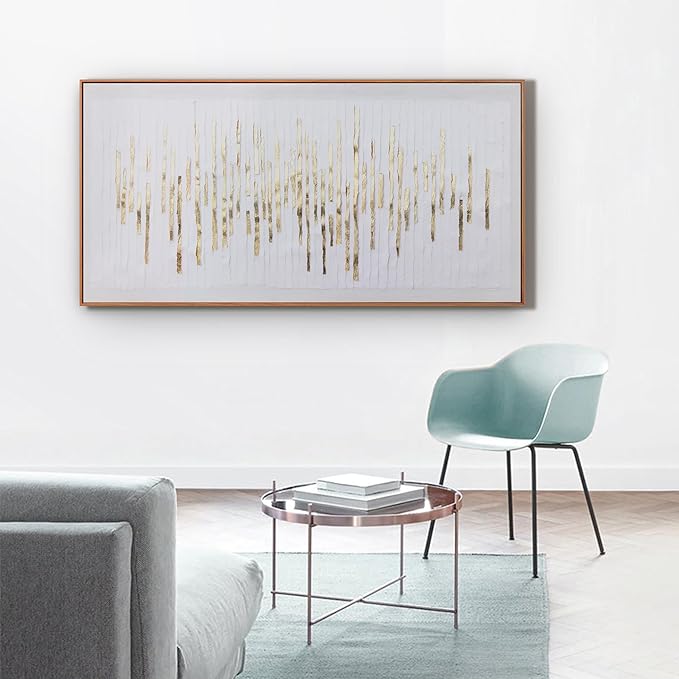 Wall Art Framed Ready To Hang Home Decor Artwork White Background Golden Decoration Golden Years Wall Art Prints Canvas Painting For Living Room Bedroom Office Decoration 24"X 48"