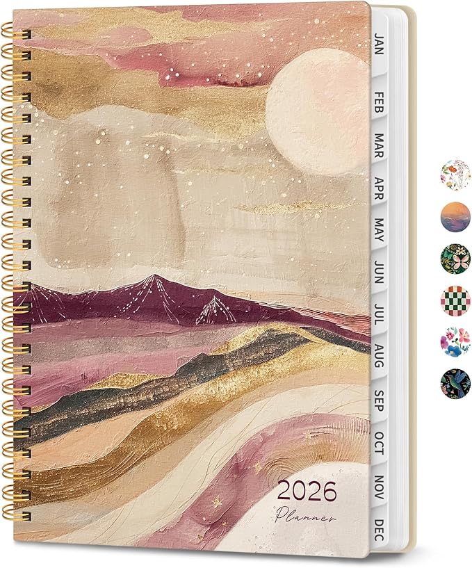 2026 Planner, Weekly and Monthly Calendar Planner for Women, Jan 2026 - Dec 2026, Hardcover Planning Agenda book with Tabs, Spiral Bound, Inner Pocket, Perfect for School Office Supplies, 8.5" x 11" - Landscape
