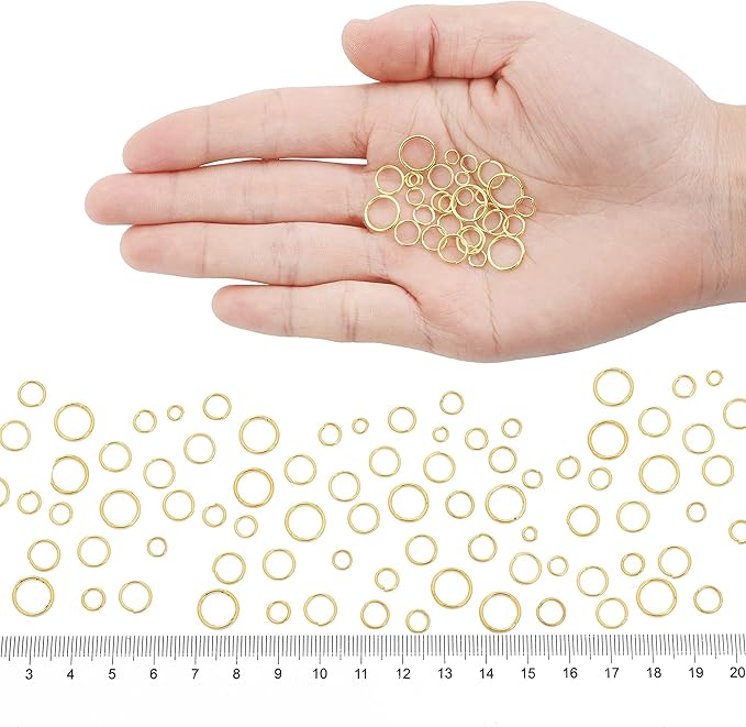 Gold Jump Rings 4mm 5mm 6mm 7mm 8mm 10mm Open Jump Rings Jewelry Making Supplies Jump Ring for DIY Bracelet Earrings Necklace Jewelry Findings Connectors O Ring