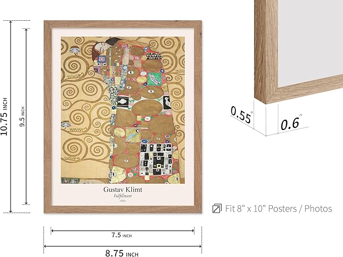 Poster Master Vintage Gustav Klimt Poster - Retro Fulfillment Print - Art Nouveau - Abstract Art - Symbolism Art - Aesthetic Art - Classic Painting - Living Room Wall Decor - 8x10 Beige Framed