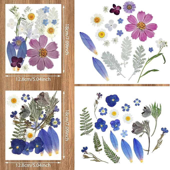 Nuanchu Dried Flower for Resin Crafts Pressed Flowers Bulk, Real Dried Wildflowers Leave Natural with Tweezer for Resin Mold Scrapbooking Nail Soap Candle Card Making DIY Christmas Crafts Supplies