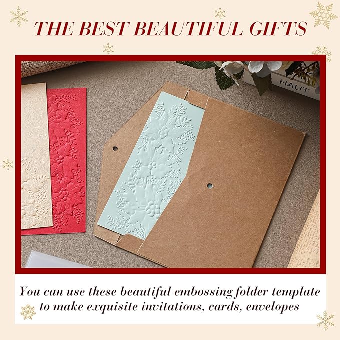 Geiserailie 1 Pcs Embossing Folders Embossing Machine Template Paper Card Folders for Christmas Card Making DIY Flower Scrapbook Photo Album Craft Decoration 5.9 x 4.1 Inch (Holly Leaves)