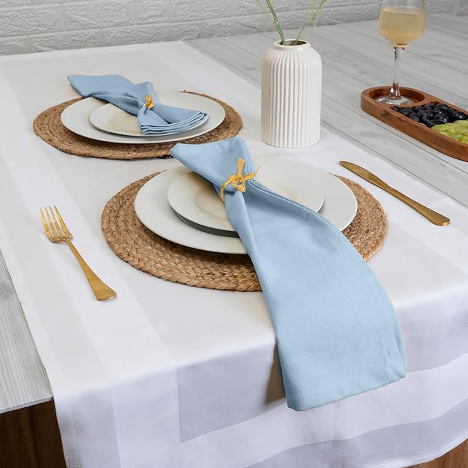 Blue Needles Solid Cloth Napkins Set of 12 Ice Blue 100% Cotton Dinner Napkins 18x18 inches - Soft, Reusable, Absorbent & Washable Linen, Ideal for Christmas Events, Parties & Everyday Use