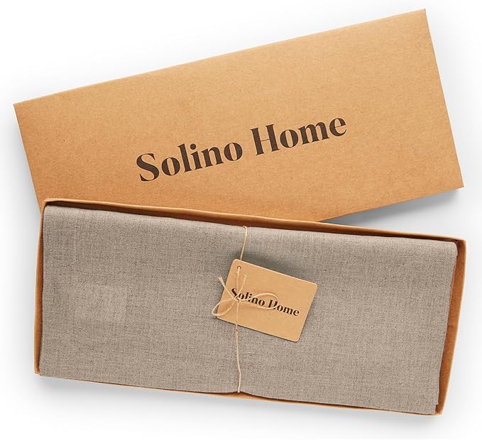 Solino Home Linen Natural Table Runner 132 Inches Long - 100% Pure Linen Extra Long Table Runner 14 x 132 Inch for Spring, Easter - Fete