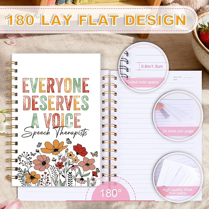 SLP Spiral Journal Notebook - Boho Flower Speech Therapist Gifts for Women SLP Gift for Speech Therapist, Spiral Notebooks Language Pathologist Gift Everyone Deserves a Voice Journal 5.5x8.3in