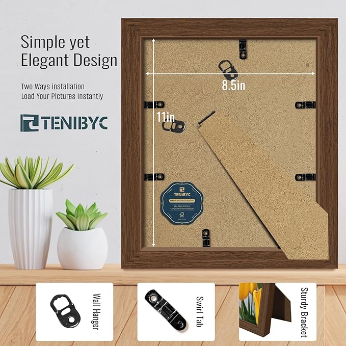 Picture Frame 4 Pack - Solid Wood Poster Photo Frame - Woodgrain Series - Room, Office, Gallery, Studio Display - Wall Hanging