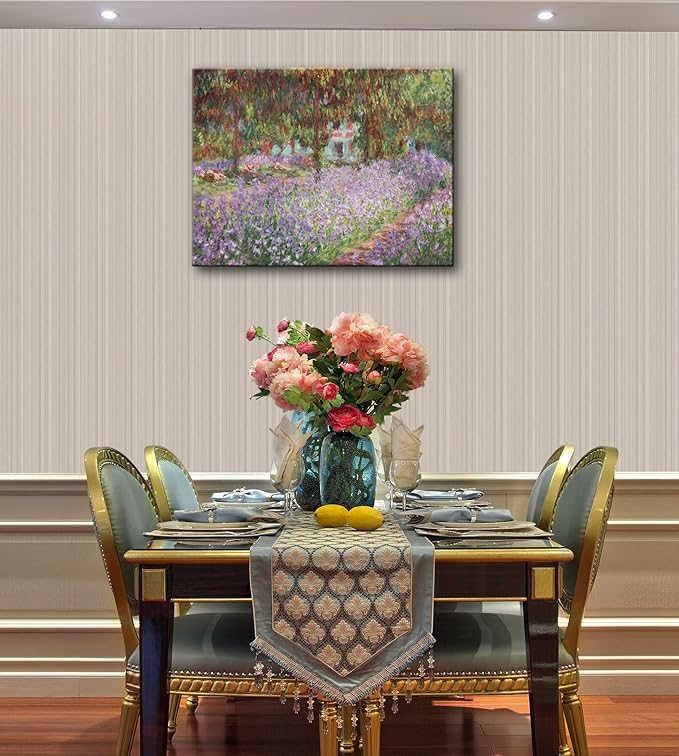 Irises in Monet's Garden, 1900 by Claude Monet Canvas Wall Art Decor Framed Famous Painting Print for Bathroom Bedroom Wall Decoration 16"x24"