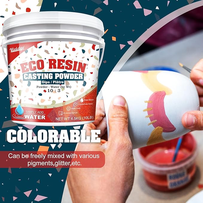 Eco Resin Casting Powders 4500g - All-in-One Casting Resin Kit for Beginners, Water-Based ＆ Fast Curing, 20-30 Minutes Demold - Water Activated Plaster Powder for Crafts, Art, DIY Home Decor