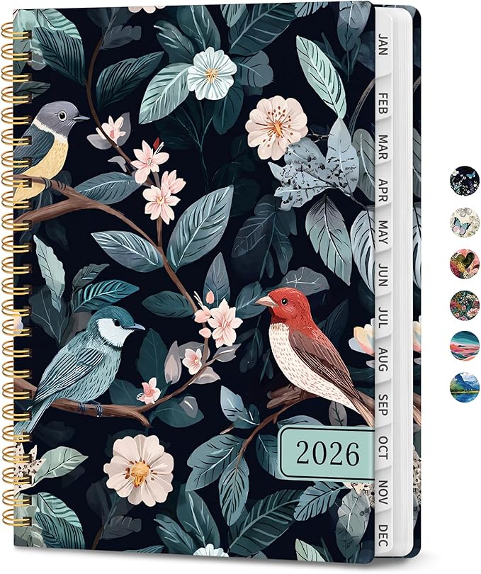 2026 Planner, Weekly and Monthly Planner for Women, January 2026 to December 2026, Pretty Hardcover 2026 Calendar Planner Book with Tabs, Inner Pocket, Spiral Bound, Perfect Office Home School Supplies - 6.3" x 8.5", Twilight Serenade