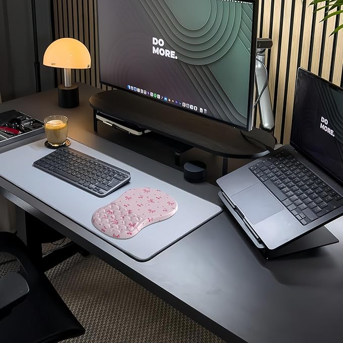 Ergonomic Mouse Pad Wrist Support with Massage Design,Cute Bows Wrist Rest Pain Relief Mousepad with Memory Foam,Mousepad for Wireless Mouse