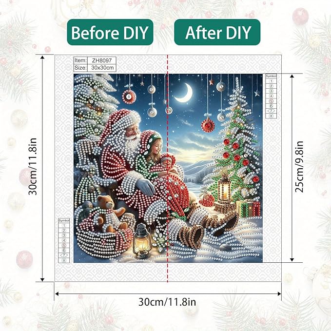 Tontut Diamond Painting Kit for Adult Beginners, Moon Santa Claus Christmas Tree 5D Special Diamond DIY Crystal Rhinestone Crafts for Home Wall Decoration