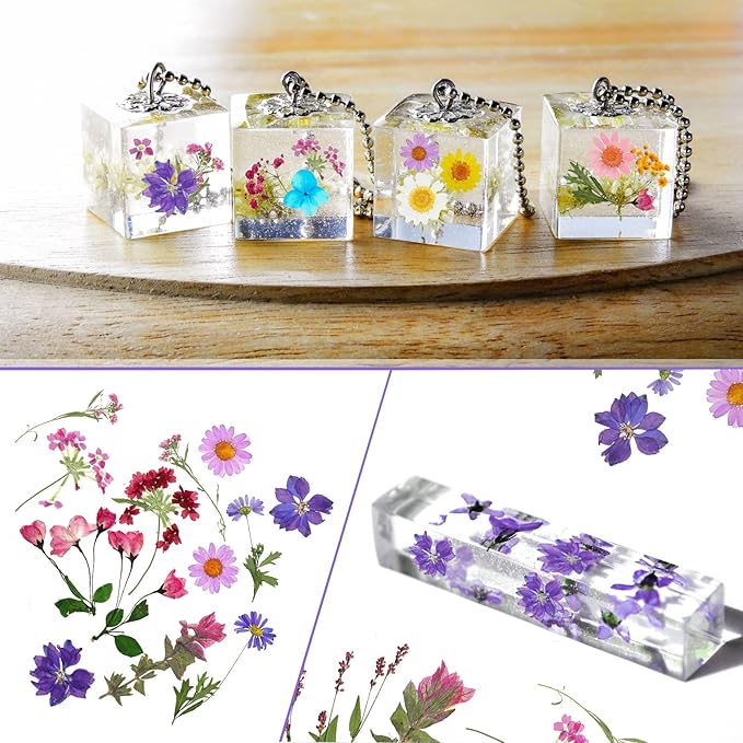 Nuanchu Pressed Flowers Bulk Dried Flower for Crafts Dried Wildflowers Leave Natural with Tweezer for Resin Mold Candles Cake DIY Christmas Craft Card Making Wedding Scrapbooking Supplies