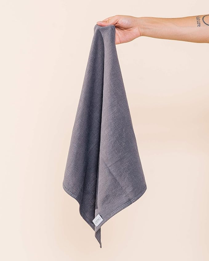 Caldo Linen Dinner Napkins - Rustic- Soft and Durable Cloth - Washable and Reusable- 4 Pack - 20x20 inch (Slate)
