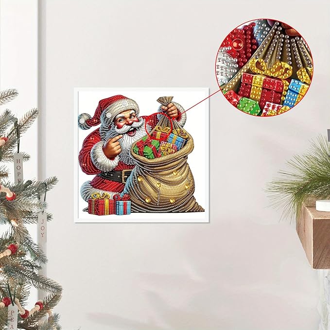 Tontut Diamond Painting Kits for Adult Beginners, Quirky Father Christmas 5D Special Diamond DIY Crystal Rhinestone Crafts for Christmas Home Wall Decoration