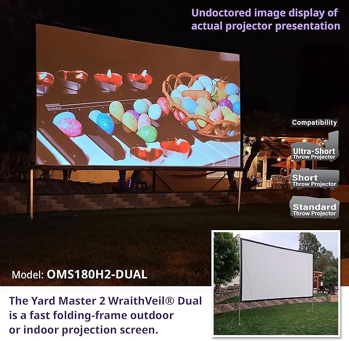 Elite Screens 100-inch Wraith Veil DUAL, 16:9, 0.8 Gain, 150° Viewing Angle, Front & Rear Projection Screen, Yardmaster 2 OMS100H2-Dual