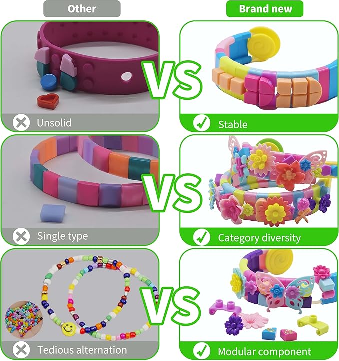 BOLVISEP Friendship Bracelet Making Kit for Girls, 6-12 Year Old Girl Christmas Birthday Gifts, Arts and Crafts Kits for Kids, Kid Rubber Band Bracelet Making Kit with Charm (Butterfly&Flower) 488PCS