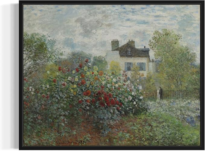 The Garden Claude Monet Wall Art Print Poster, Impressionist Painting Wall Art Wall Decor, for Bedroom and Living room Bathroom Decor 115 (The Garden, 8 x 10 inches, Black Frame)