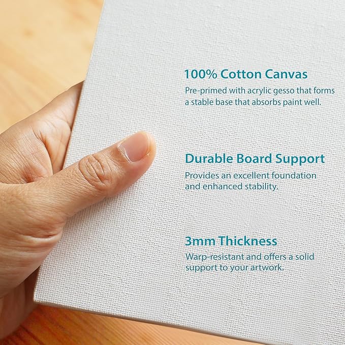 KEFF Canvas Boards for Painting - 9x12 2-Pack Bulk Canvas Panels Value Pack - 100% Cotton Triple Primed Canvases for Painting Supplies, Acrylic, Oil, Watercolor & Tempera