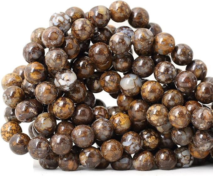 35PCS 10mm Natural Fire Lace Opal Round Loose Beads for Jewelry Making DIY Bracelet Necklace Materials 1 Strand 15"