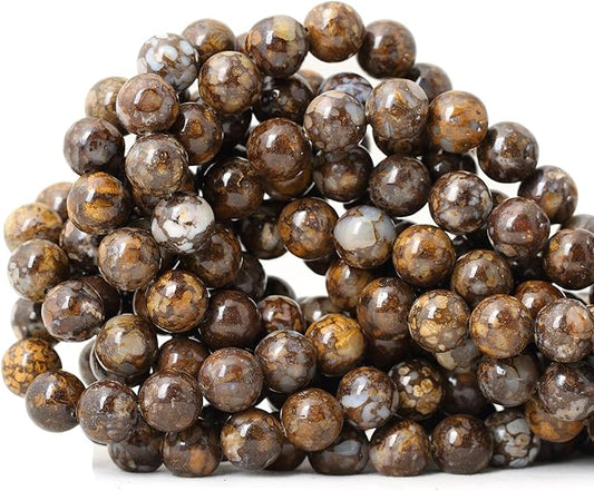 35PCS 10mm Natural Fire Lace Opal Round Loose Beads for Jewelry Making DIY Bracelet Necklace Materials 1 Strand 15"