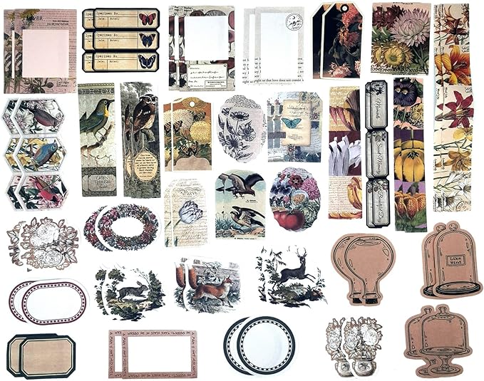 200 Pieces Vintage Ephemera Scrapbooking Supplies Pack for Journaling, Decoupage Paper Scrapbook Stickers Kit for Bullet Junk Journal Planners Collage Craft Notebooks Album (Forests)