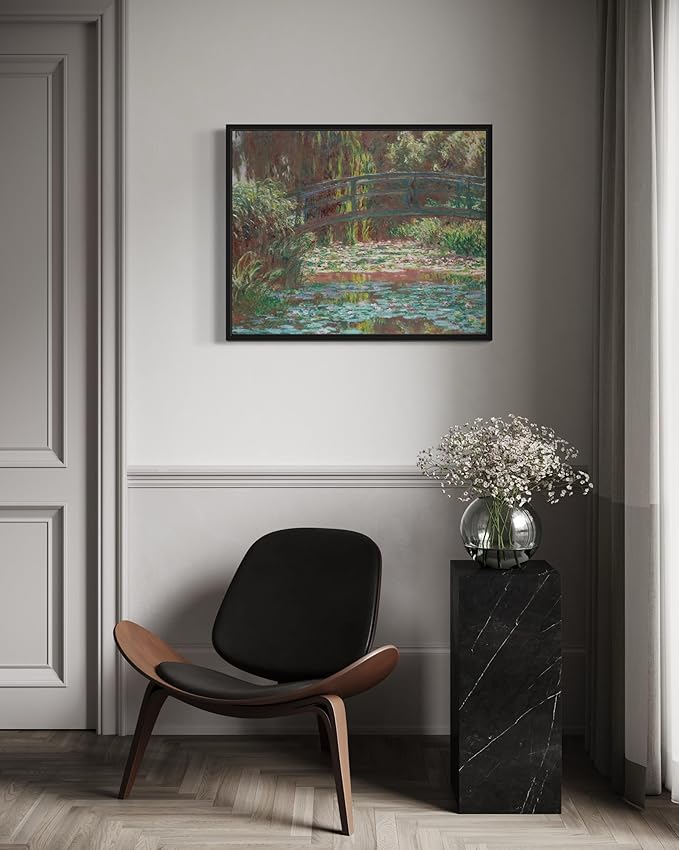 Water Lily Pond Claude Monet Wall Art Print Poster, Impressionist Painting Wall Art Wall Decor, for Bedroom and Living room Bathroom Decor 115 (Water Lily Pond, 11 x 14 inches, Black Frame)