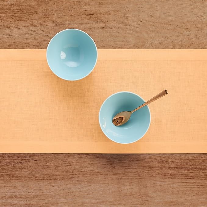 Solino Home Linen Table Runner 120 Inches Long - 100% Pure Linen Peach Table Runner 14 x 120 Inch for Valentines, Spring, Easter - Fete