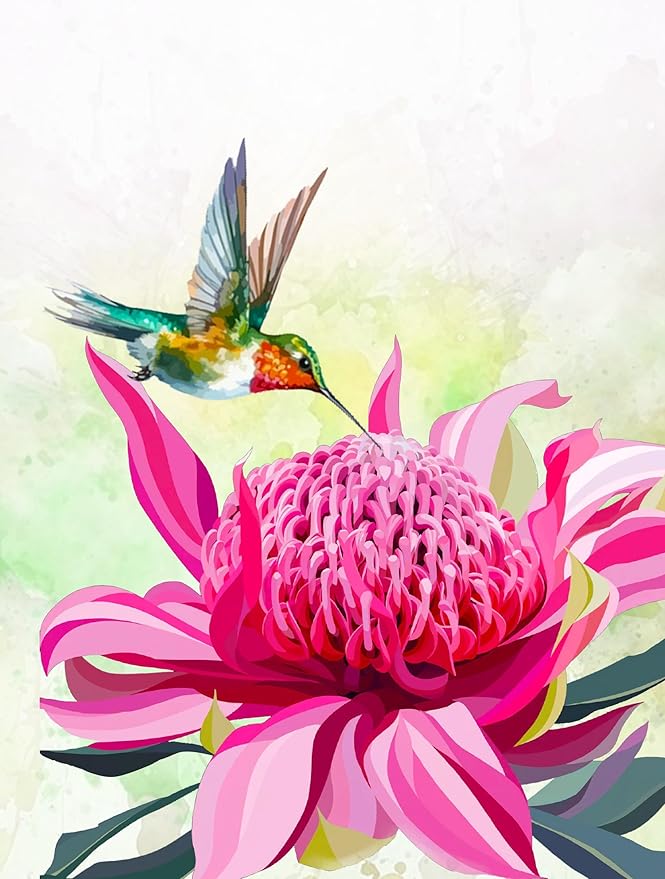 3D Pop-Up Hummingbird & Pink Flower Greeting Card – Handmade Nature Card for Birthday, Mother’s Day, Anniversary & Special Occasions F48