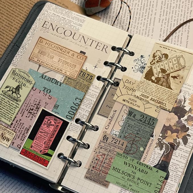 Vintage Stickers, 150 Pcs Scrapbooking Supplies for Bullet Journals, Planners, Letter, Card Album Making, Collage Art, Crafts, Water Bottle