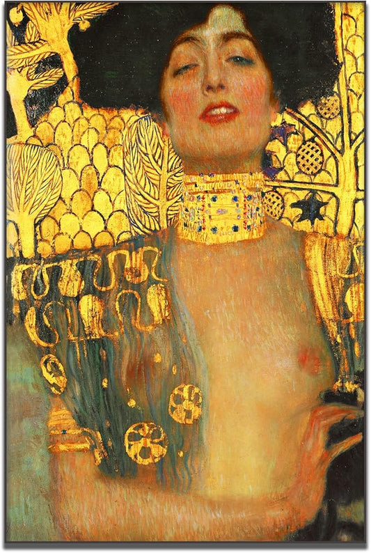 OKRA Gustav Klimt Canvas Wall Art Judith Portrait Poster Vintage Poster Master Painting Print Modern Home Decor Suitable for Bedroom Living Room Office Wall Decor Unframed(12x18in/30x45cm)