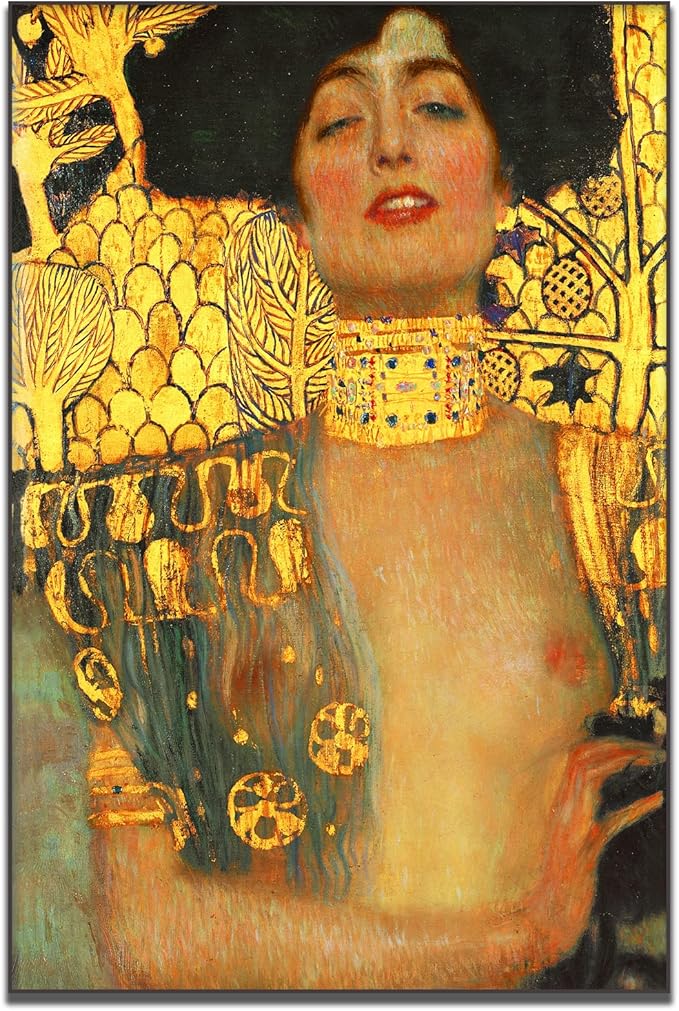 Gustav Klimt Canvas Wall Art Judith Portrait Poster Vintage Poster Master Painting Print Modern Home Decor Suitable for Bedroom Living Room Office Wall Decor Unframed(24x36inc/60x90cm)