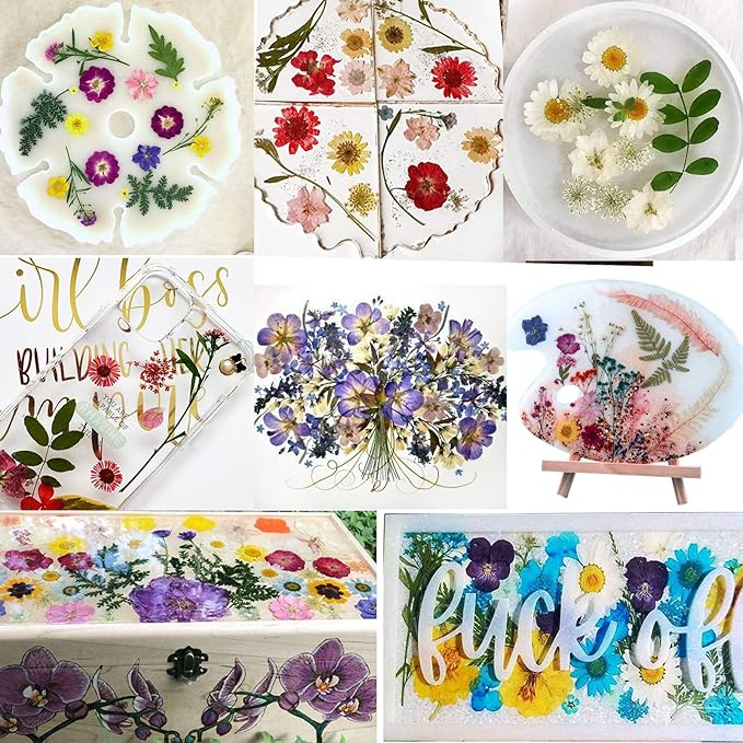 BIHRTC 100PCS Dried Pressed Leaf Flowers Natural Pressed Dry Leaves Sunflowers Chrysanthemum Daisy Flowers for Craft Resin Jewelry Making Soap and Candle Making DIY